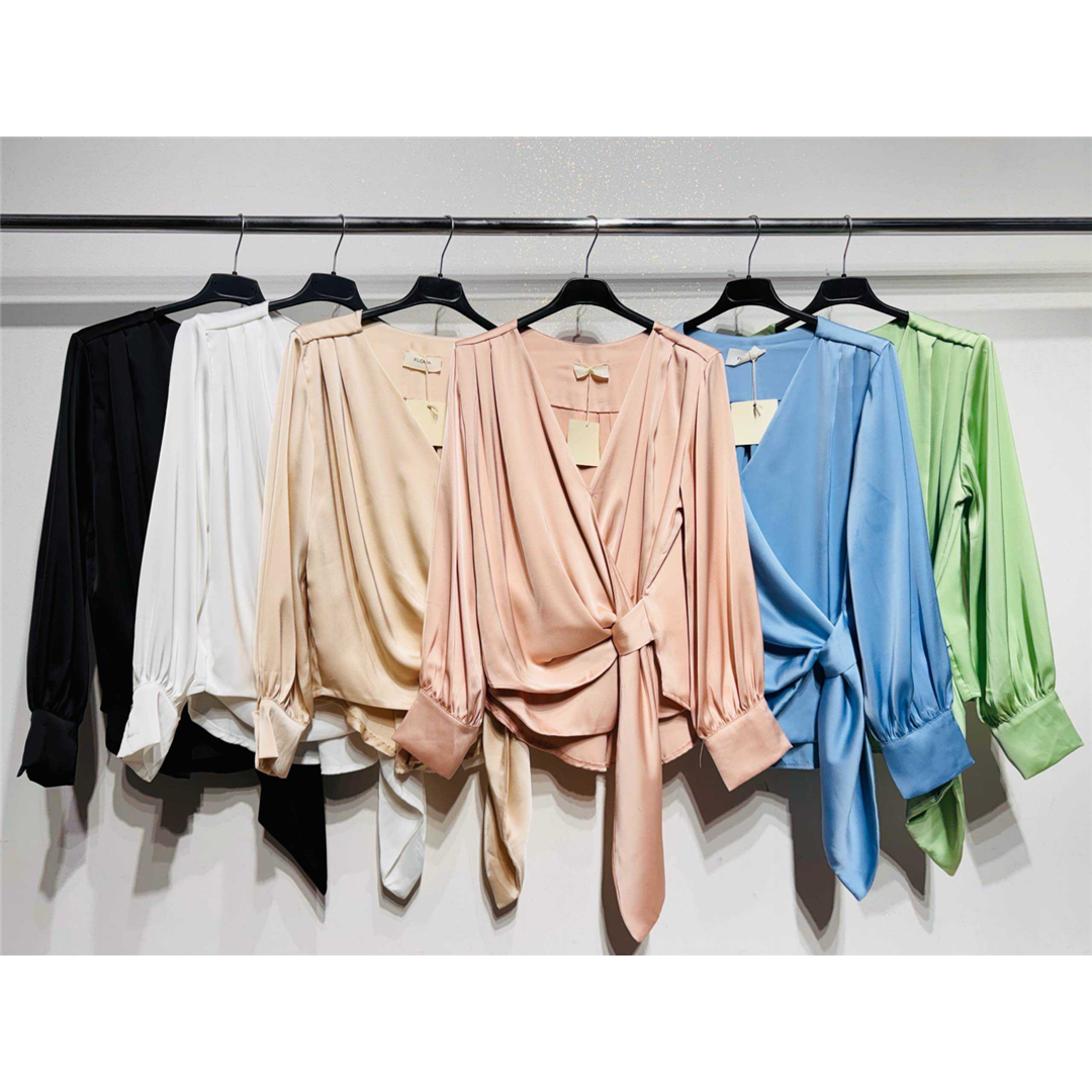 10670 9200000106707 139201 abbigliamento donna maglia camicia di raso in crocia tg.unica