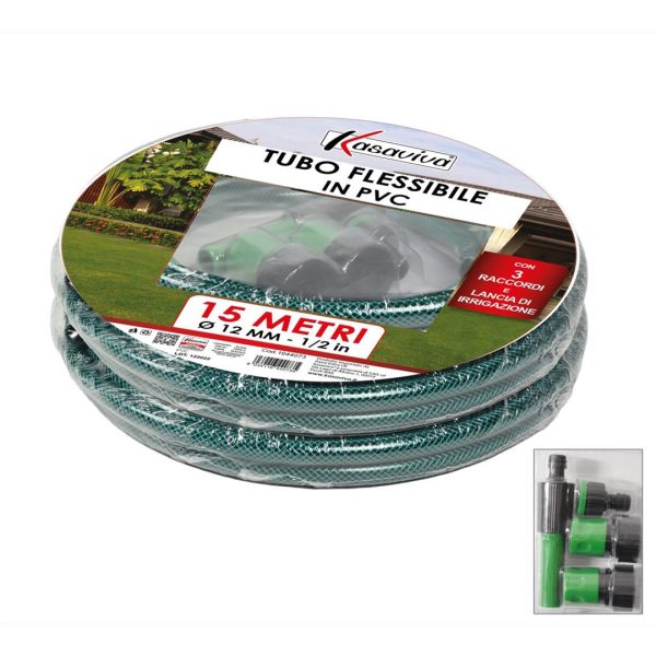 11288 8034116440735 1644073 SAIS TUBO DA GIARDINO 1/2" 15MT CON RACCORDI E PISTOLA