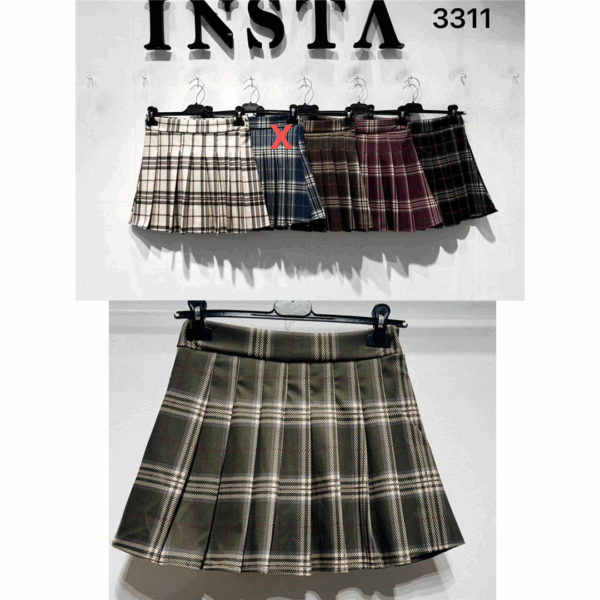 12408 9200000124084 LU 3311A abbigliamento donna minigonna in millepieghe a quardrattini tg.unica