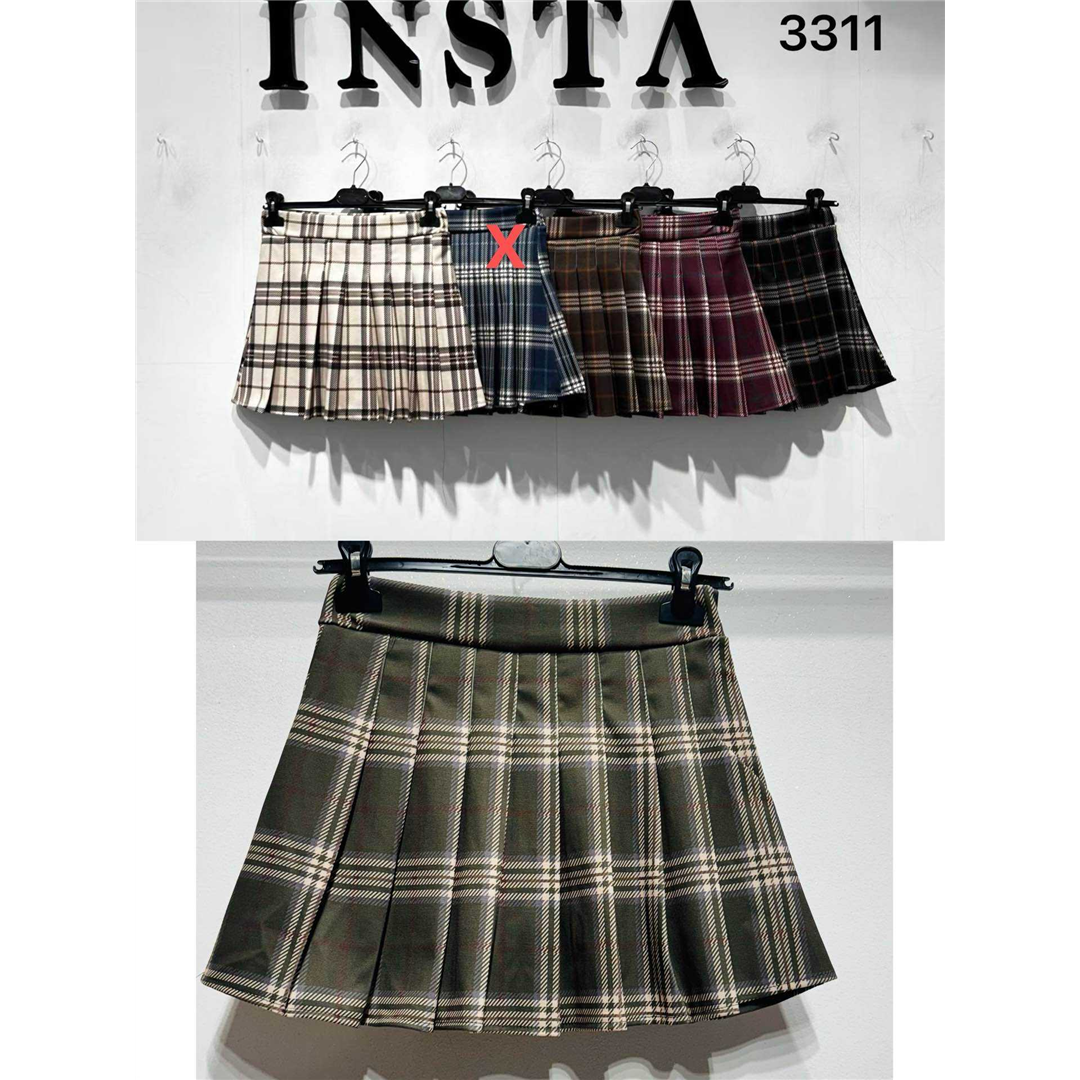 12408 9200000124084 LU 3311A abbigliamento donna minigonna in millepieghe a quardrattini tg.unica