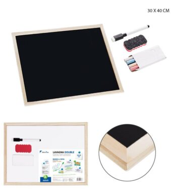 14301 8055769047133 0204835 LAVAGNA 2FACCE BIANCA NERA 30X40CM C/APP.4PZ