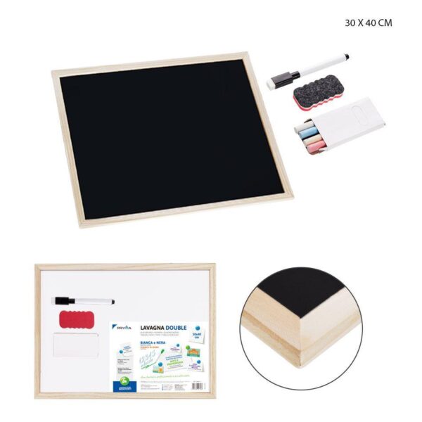 14301 8055769047133 0204835 LAVAGNA 2FACCE BIANCA NERA 30X40CM C/APP.4PZ
