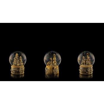 14524 8057586085077 108507 STAR decoro natalizio ampolla in vetro e resina con luce e neve finta 11cm