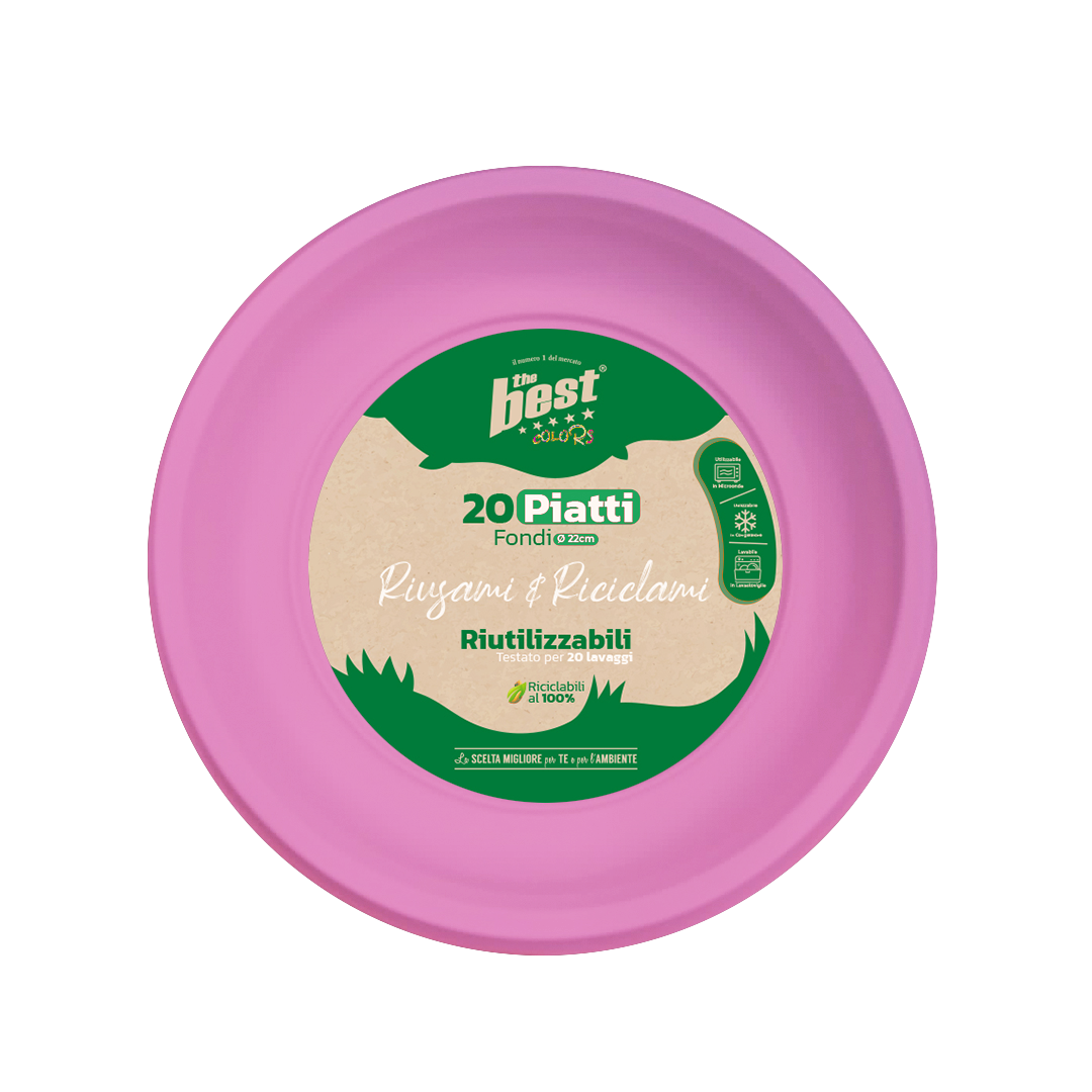 14603 8053670580626 207811 VISCIO coord. rosa piatti riciclabili fondi 20pz ø22cm