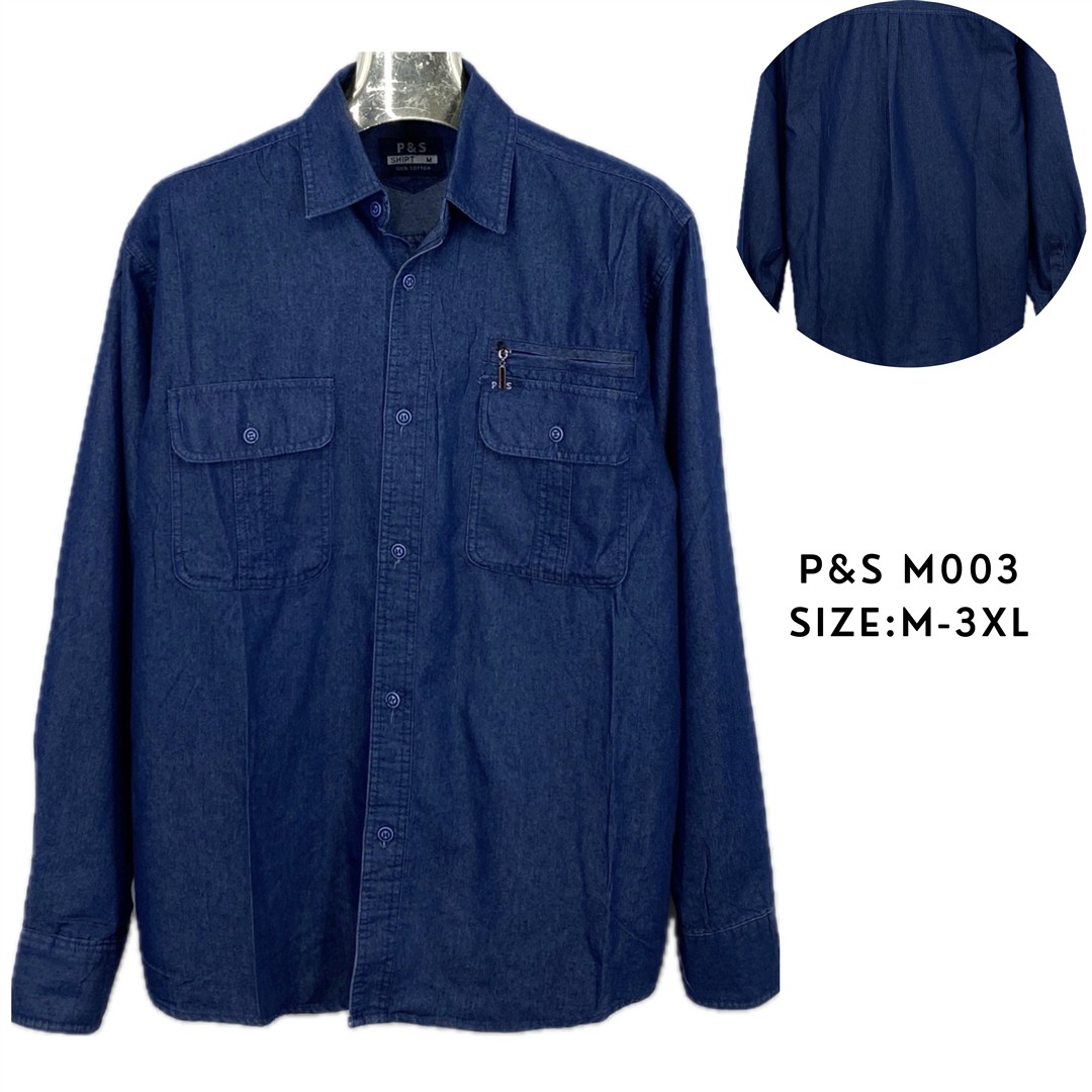 1481 9200000014811 M003 abbigliamento adulto camicia in denim a maniche lunghe size:m-3xl
