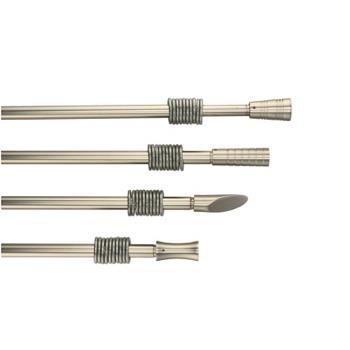 1657 8057586018464 101846 STAR bastone estensibile per tenda in acciaio 120↔️210cm con supporto coppia staffe e 10 anelli ø30mm