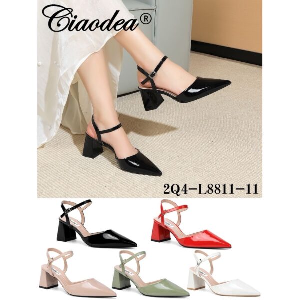 2319 8252608811119 2Q4-L8811 scarpe donna chanel a punta tacco medio largo in vernice
