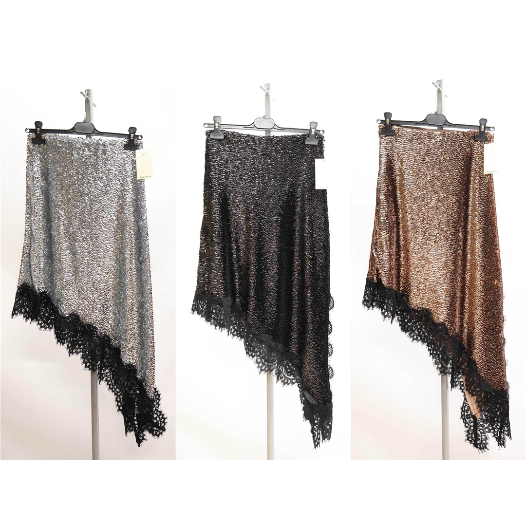 26611 9200000266111 868051658 abbigliamento donna gonna in paillettes sotto in pizzo tg.unica