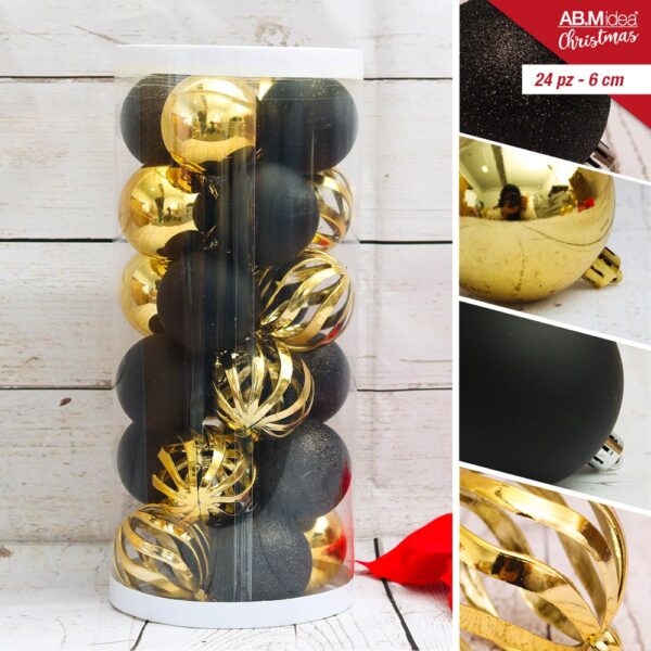 26713 8055710031433 HX968923 palline di natale 4dec in box ø60mm 24 sfere assortite
