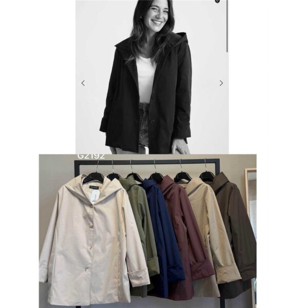 27632 9200000276325 G2192 abbigliamento donna giacca in spolverino con cappuccio tg.comoda