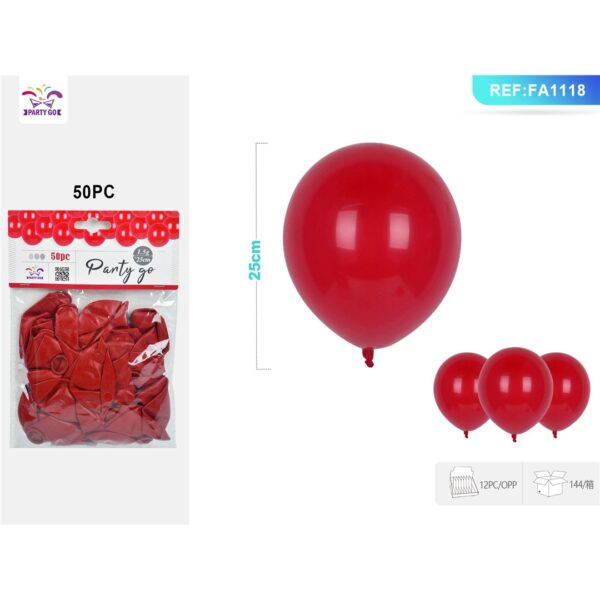 28237 8058617615188 FA1118 palloncini in lattice 50pz ø25 rosso