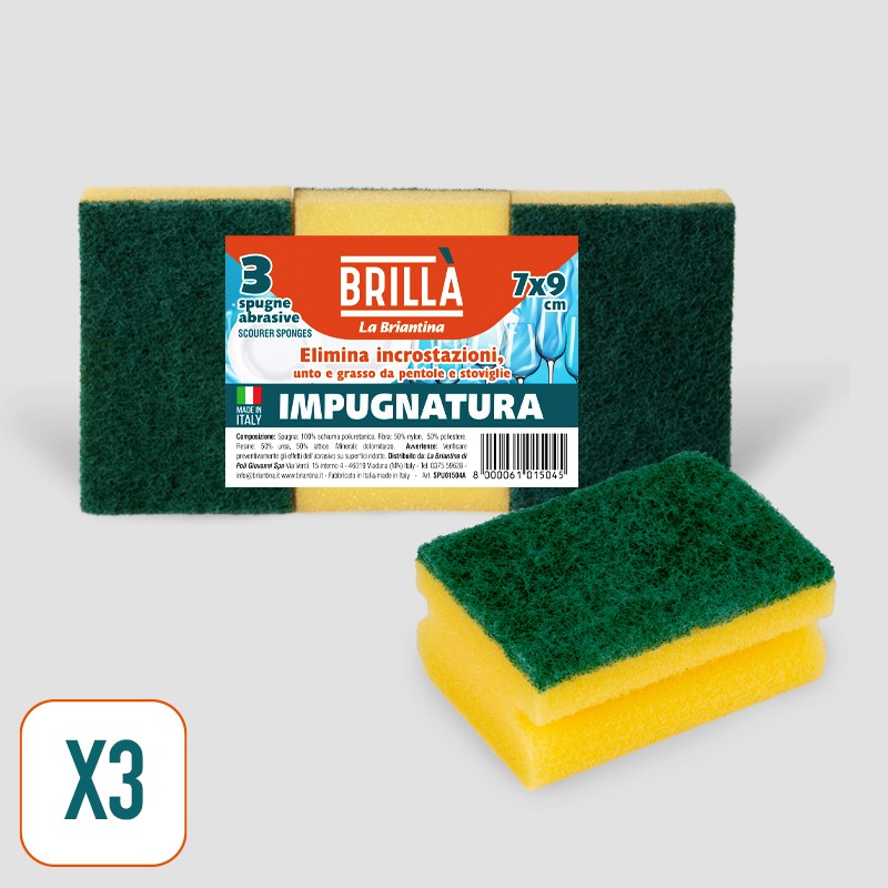 28327 8000061015045 SPU01504A spugna abrasiva impugnatura 3pz
