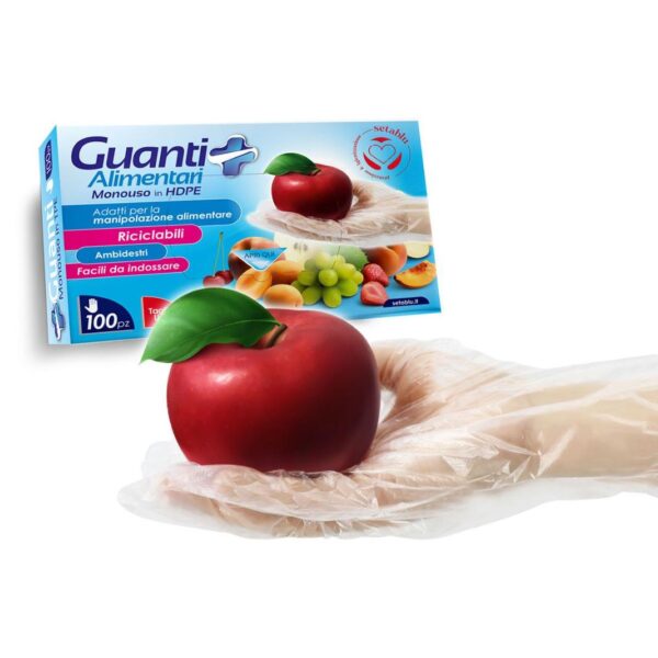 28346 8059174595746 59574 GUANTI ALIMENTARI MONOUSO IN HDPE 100PZ TAGLIA UNICA