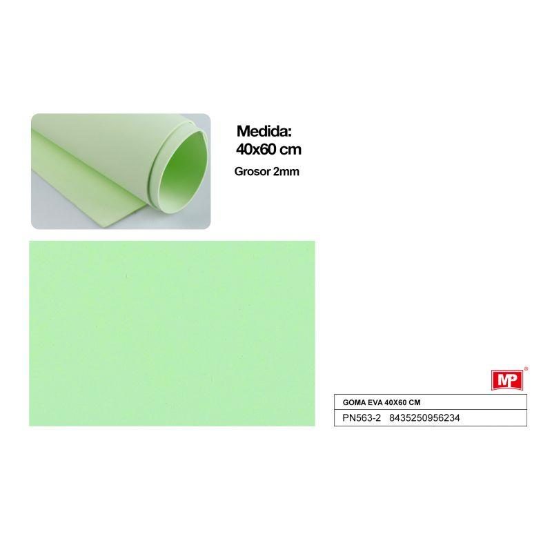 29093 8435250956234 PN563-2 FOGLIO IN GOMMA EVA CM.40 X 60 VERDE PASTELLO