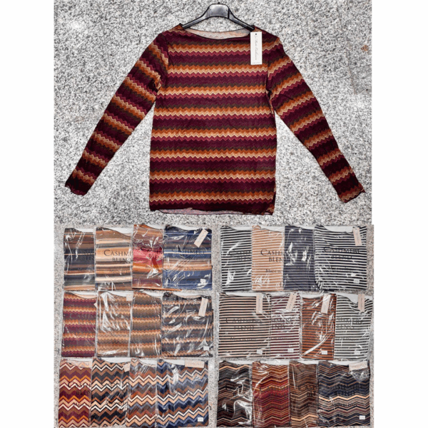 29309 8034139320342 46873 abbigliamento donna maglia di misto cashmere a righe in colorate tg.unica