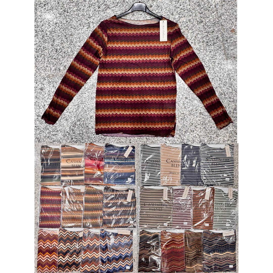 29309 8034139320342 46873 abbigliamento donna maglia di misto cashmere a righe in colorate tg.unica