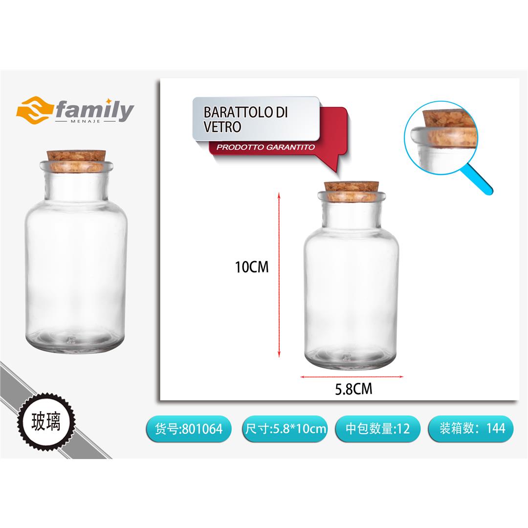 29455 8050238010649 801065 MI BOTTIGLIA IN VETRO CON TAPPO IN SUGHERO Ø5,80 X H10CM