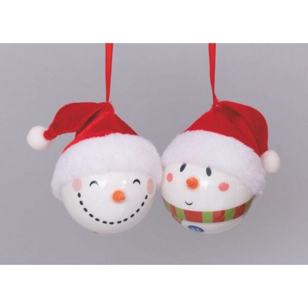 29524 8019959669581 PL-66958 pallina in plastica pupazzo di neve con naso e cappello 8cm
