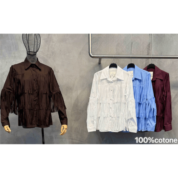2995 9200000029952 H4817-C3 abbigliamento donna camicia con frangia tg.unica