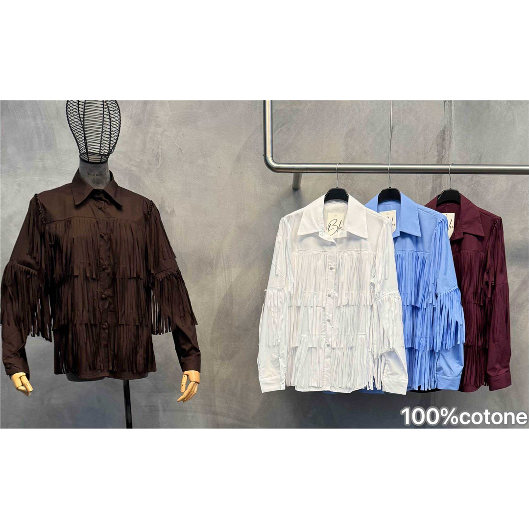 2995 9200000029952 H4817-C3 abbigliamento donna camicia con frangia tg.unica