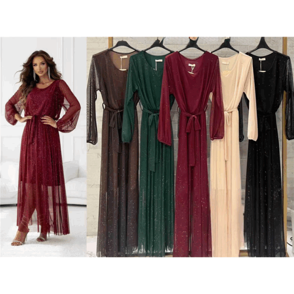 30811 9200000308118 21807 abbigliamento donna vestito lungo in velato tg.unica