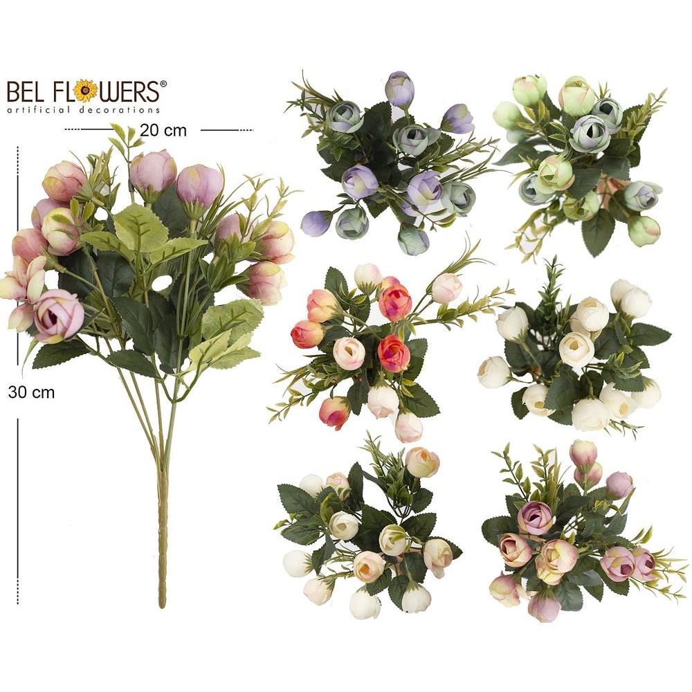 31012 8050260061152 BFHH013-06115 FIORE MAZZO BUSH MINI H30Ø20CM RANUNCOLI 15 ROSELLINE