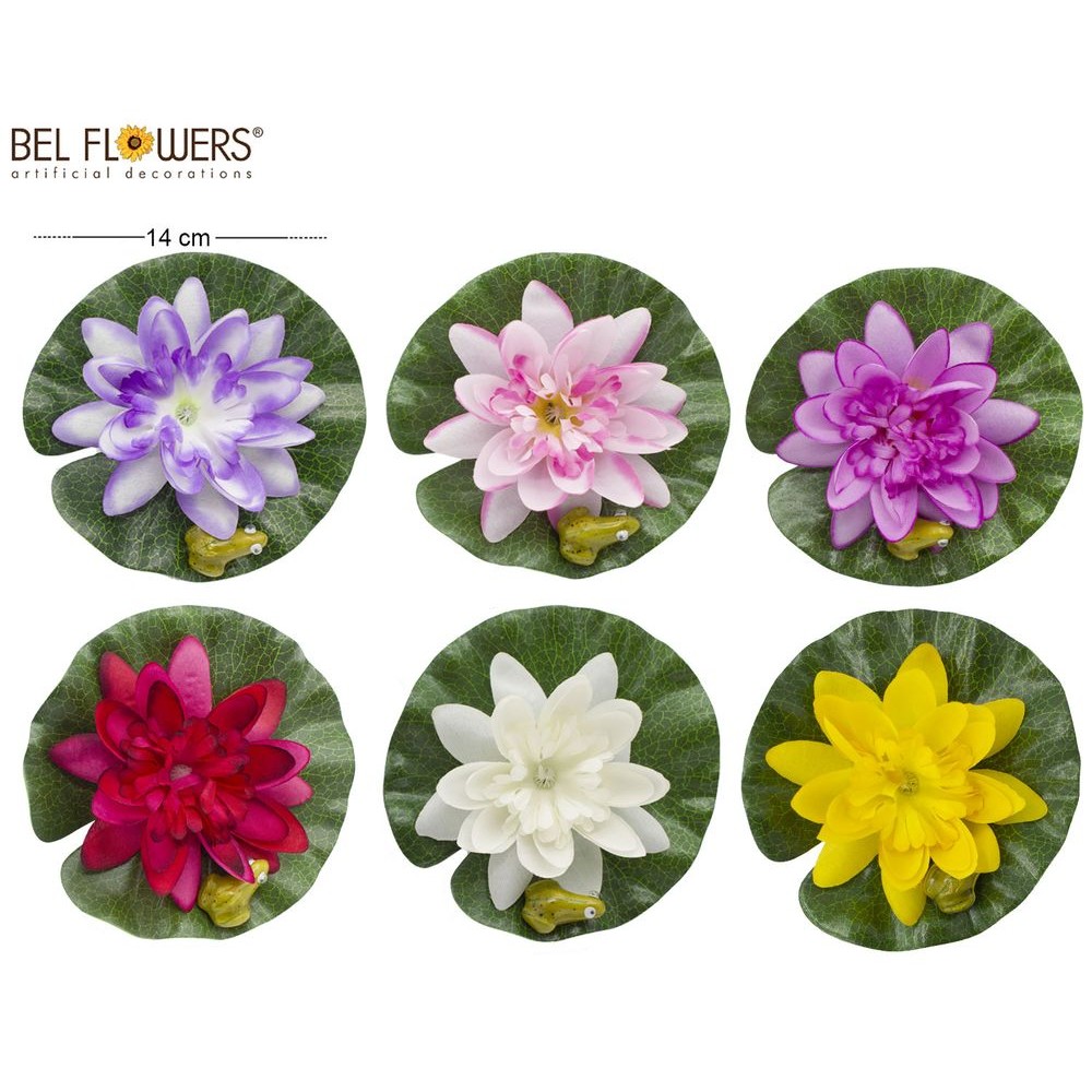 31013 8051084465959 BFT0043-46595 fiore di loto gallegiante con rana ø14cm