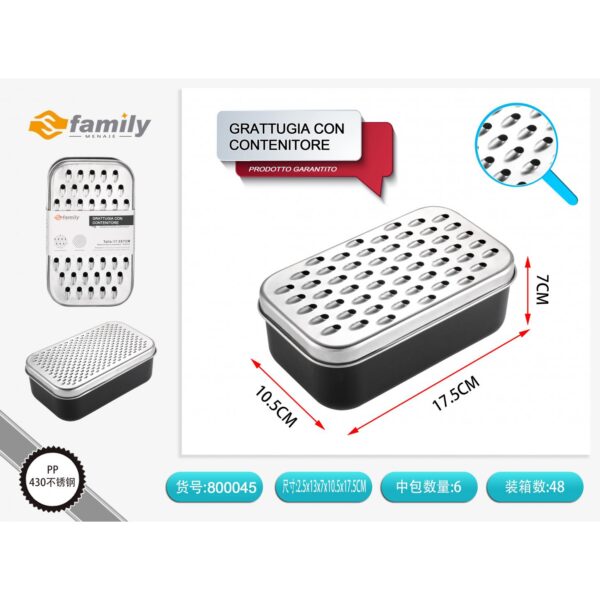 31117 8050238000459 800045 MI GRATTUGIA C/RACCOGLITORE CM.10 X 17 XH5