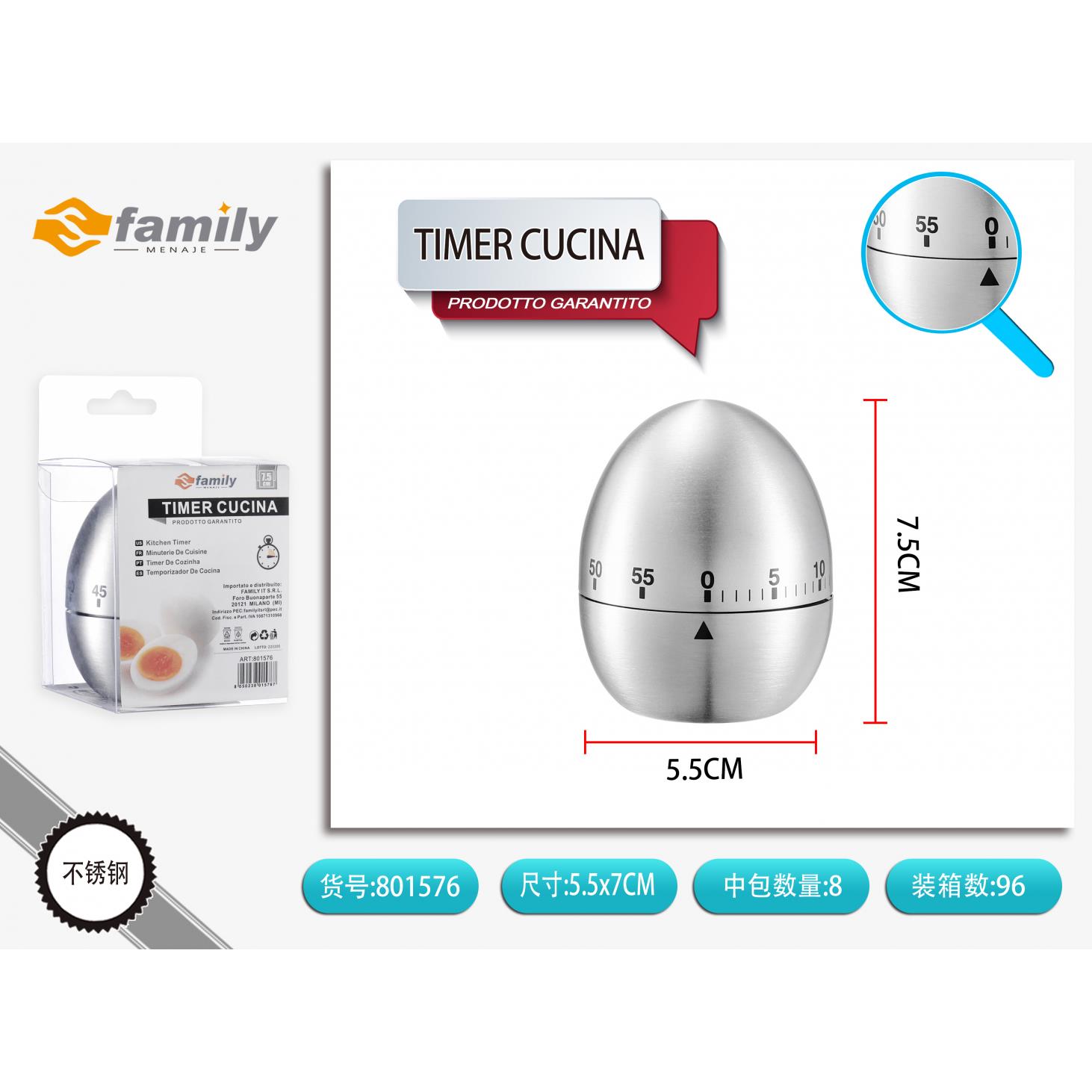 31149 8050238015767 801576 MI TIMER DA CUCINA IN INOX