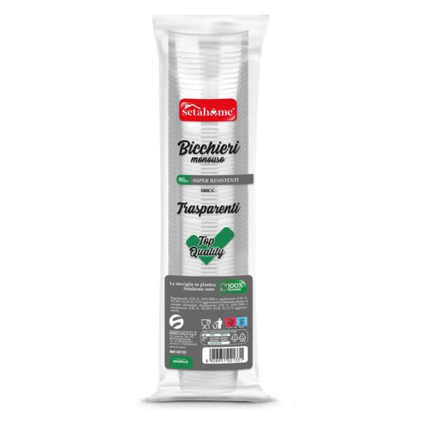 31415 8058951021331 02133 bicchieri trasparenti di plastica 180cc 80pz