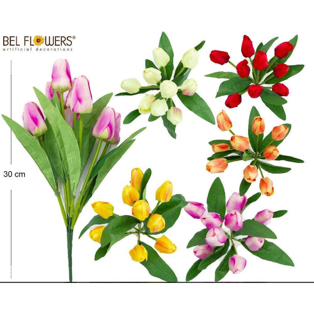 32132 8050260089255 BFJE724-08925 fiore mazzo medio di tulipani x 9 h35cm