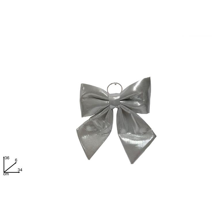 32296 8053482206905 XNA23002611 addobbo natalizio appendino fiocco 34cm argento metallizato