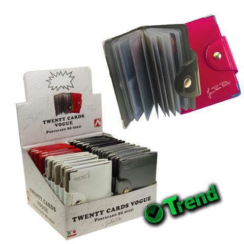 33052 8015915010213 1021V PORTACARD 20 SCOMPARTI PVC CON BOTTONE TWENTY CARDS VOGUE