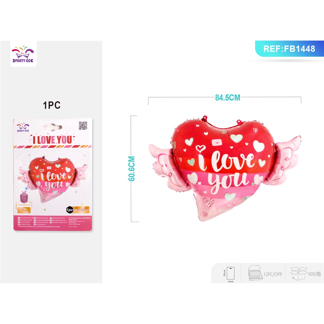 33076 8058617603482 FB1448 palloncino mylar cuore i love you