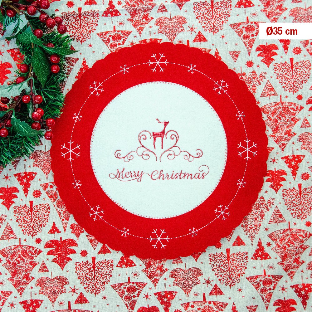 33323 8050767006625 HX938308 segnaposto sottopiatto feltro ø35cm rosso e crem