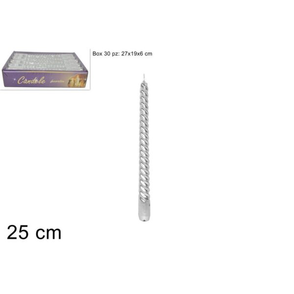 33526 8033113281723 GI004456 CANDELA TORCIGLIONE 25CM SILVER