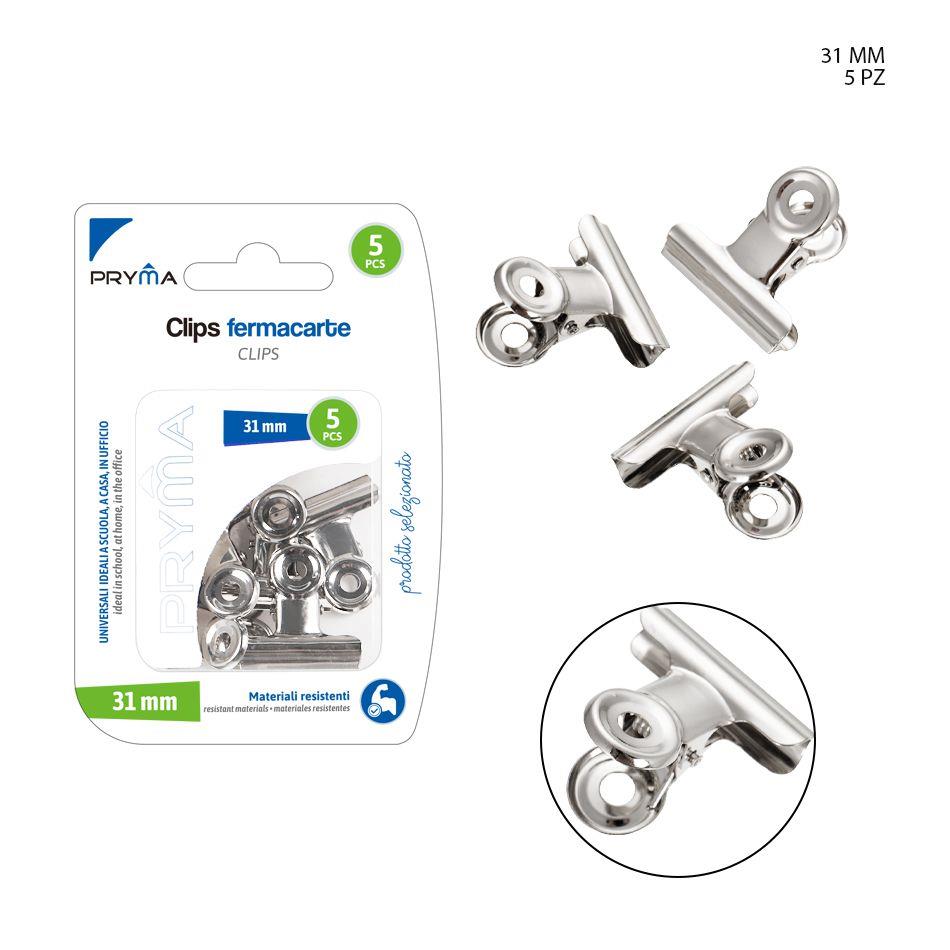 33711 8034139293486 0124698 PINZA FERMACARTE C/CLIP 5PZ CM.3