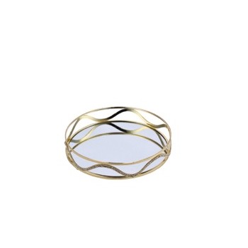 34062 8057586043831 104383 STAR decoro casa vassoio in ferro e vetro ø20cm