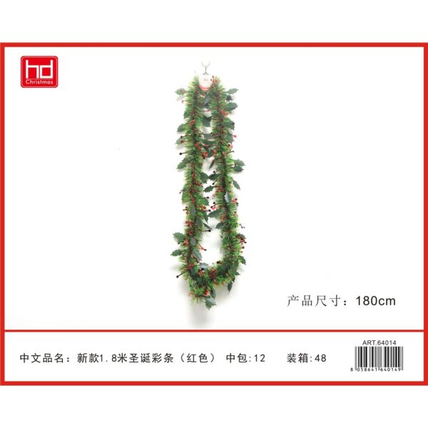 34137 8058641640149 64014 HD addobbo filo natalizio bicolore ø9x180cm verde/rosso
