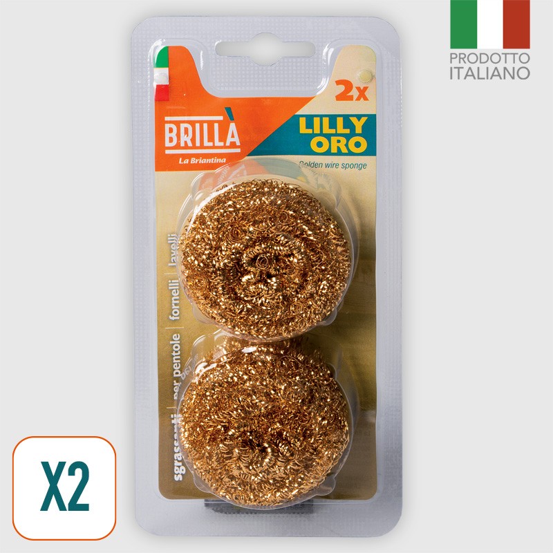34486 8000061028823 LAN02882A spugne acciaio lilly oro 2pz