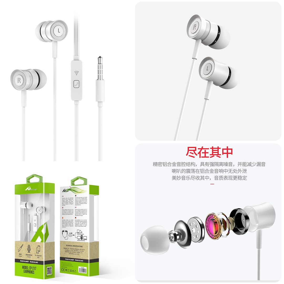 34649 8435644414234 414234-BIANCO auricolari a filo con microfono jack 3,5mm bianco