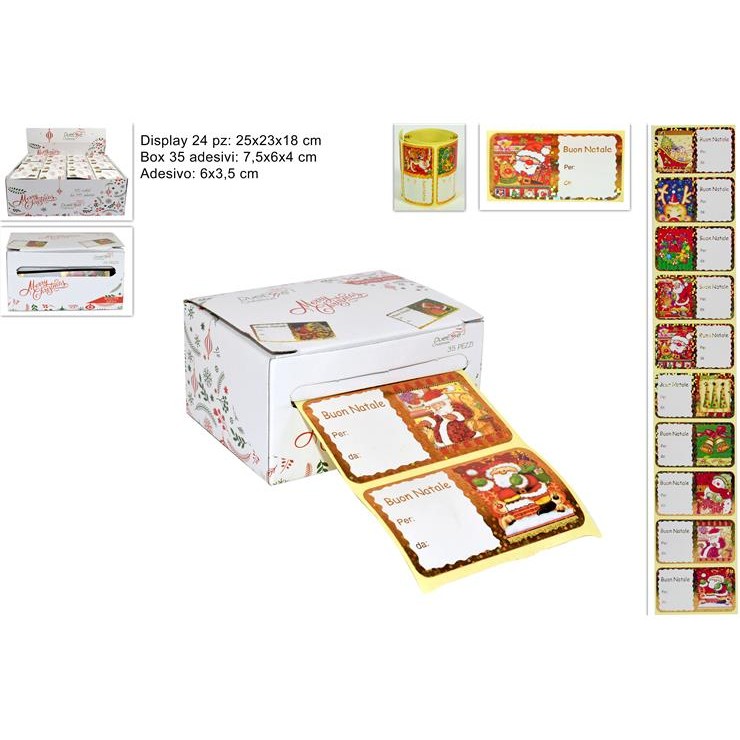 34699 8033113343698 IR004065 adesivi natalizi chiudipacco in box 35pz
