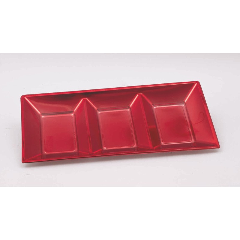 34781 8019959163164 AC-16316 coord. rosso vassoio tris in plastica per aperitivo 38x18x2,5cm