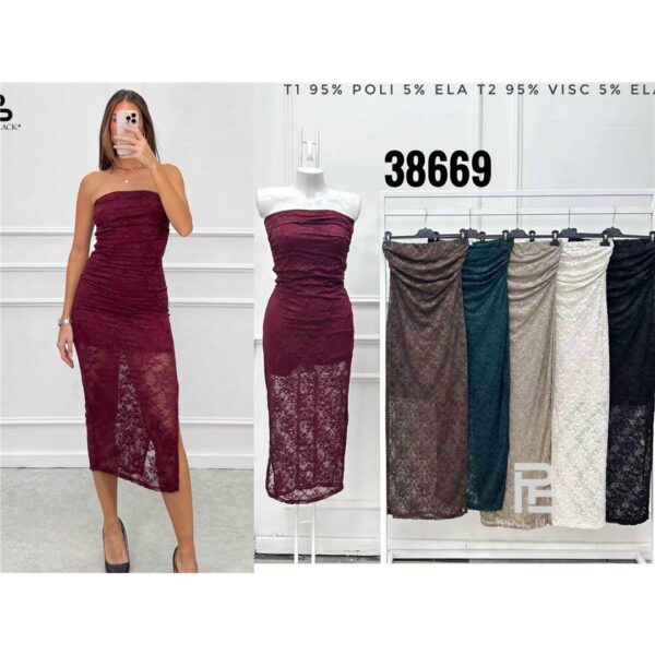 35392 9200000353927 36889 abbigliamento donna vestito a top fascia di pizzo tg.unica