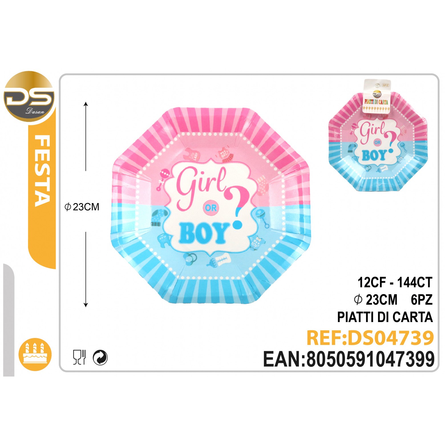 35850 8050591047399 DS04739 set 6pz piatti girl or boy
