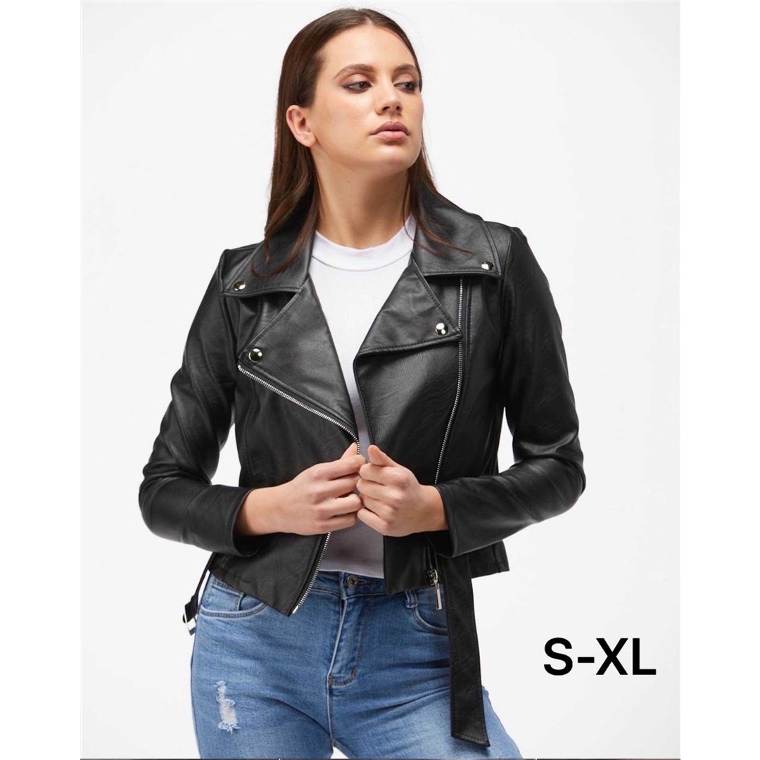 36058 9200000360581 G931 abbigliamento donna giacca corta in ecopelle size:s-xl