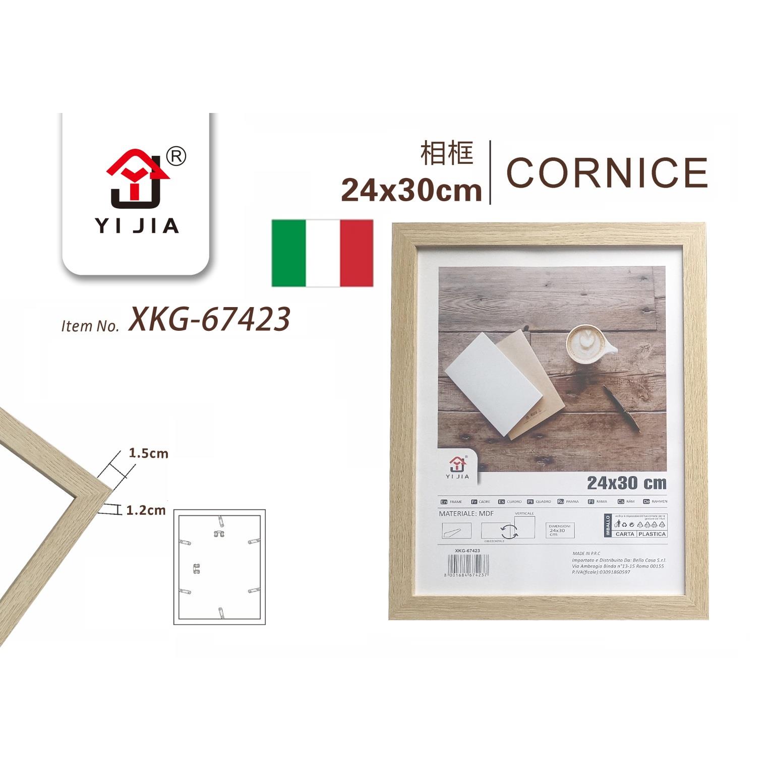 36301 8001684674237 LWXKG-67423 cornice per foto in vetro con bordo effetto legno chiaro 24x30cm