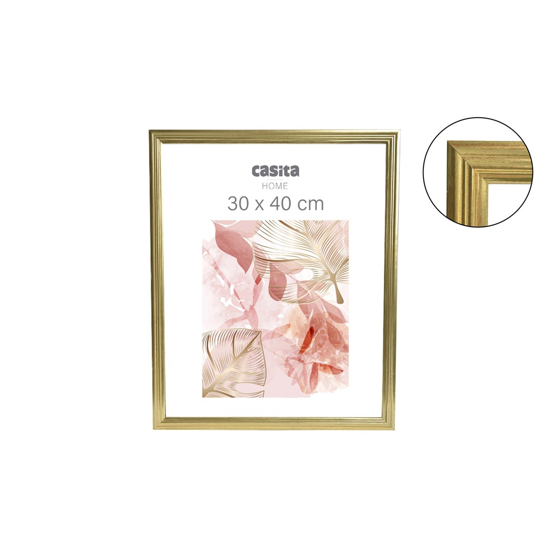 36306 3120370735801 73580 CP cornice per foto in vetro bordo effetto cromo oro 30x40cm