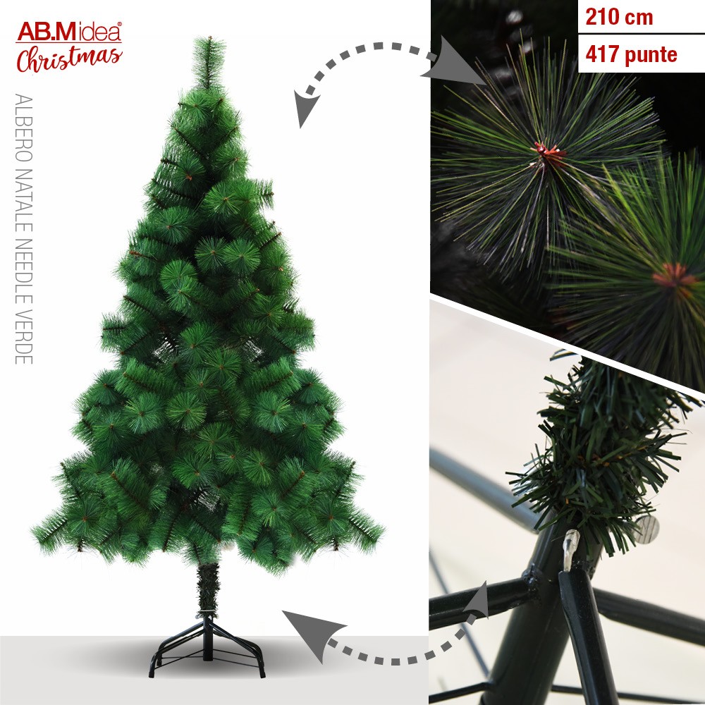 36401 8050767198658 HX945384 albero di natale abete needle verde h210cm 417 punte ø10cm