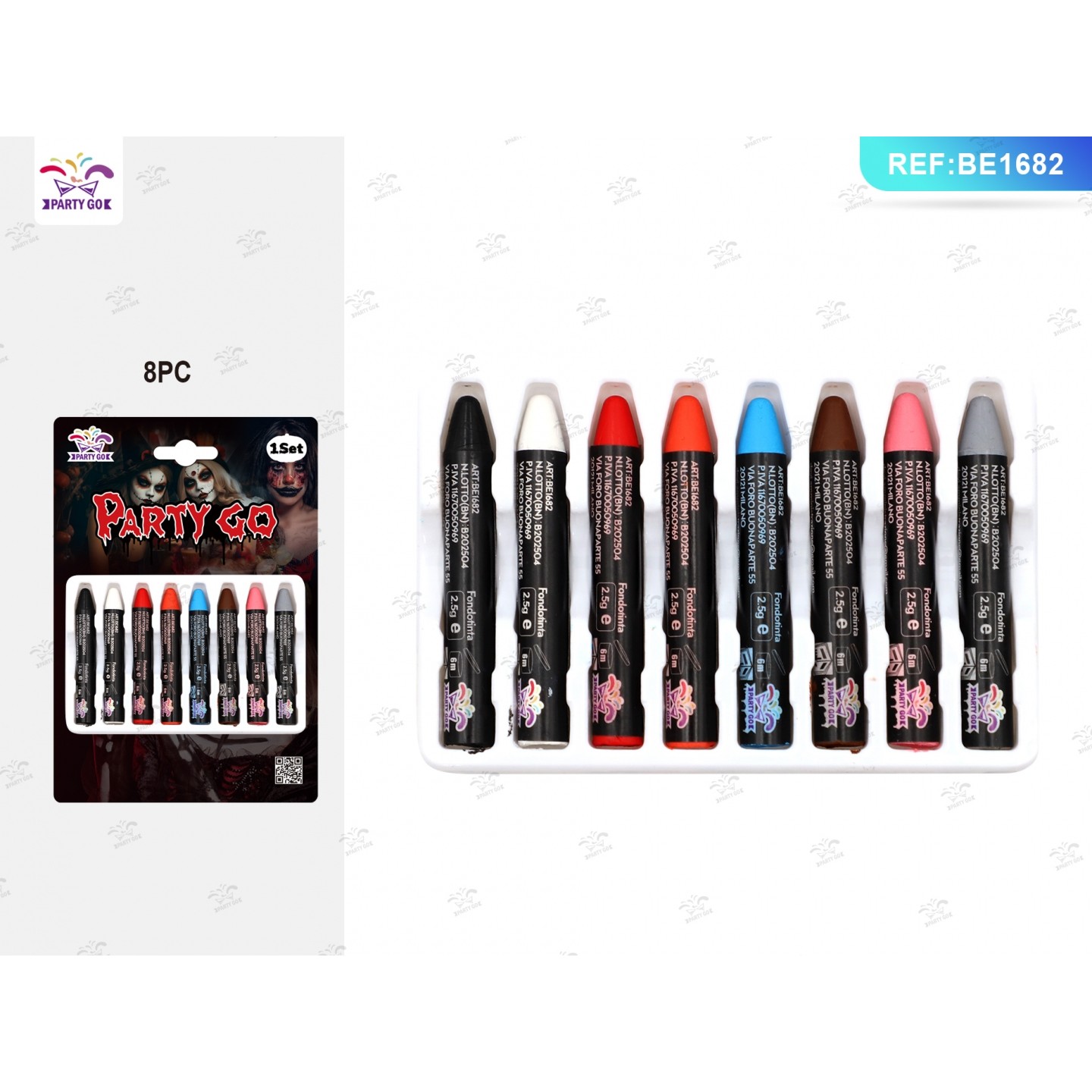 36564 8058617303825 BE1682 halloween matite trucco per viso 8pz col.ass.